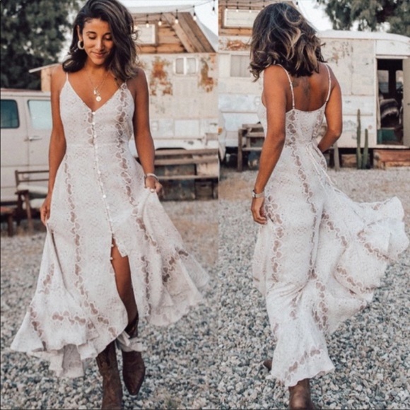 Dresses & Skirts - Snakeskin Boho Gypsy Print Cami Maxi Dress Cream